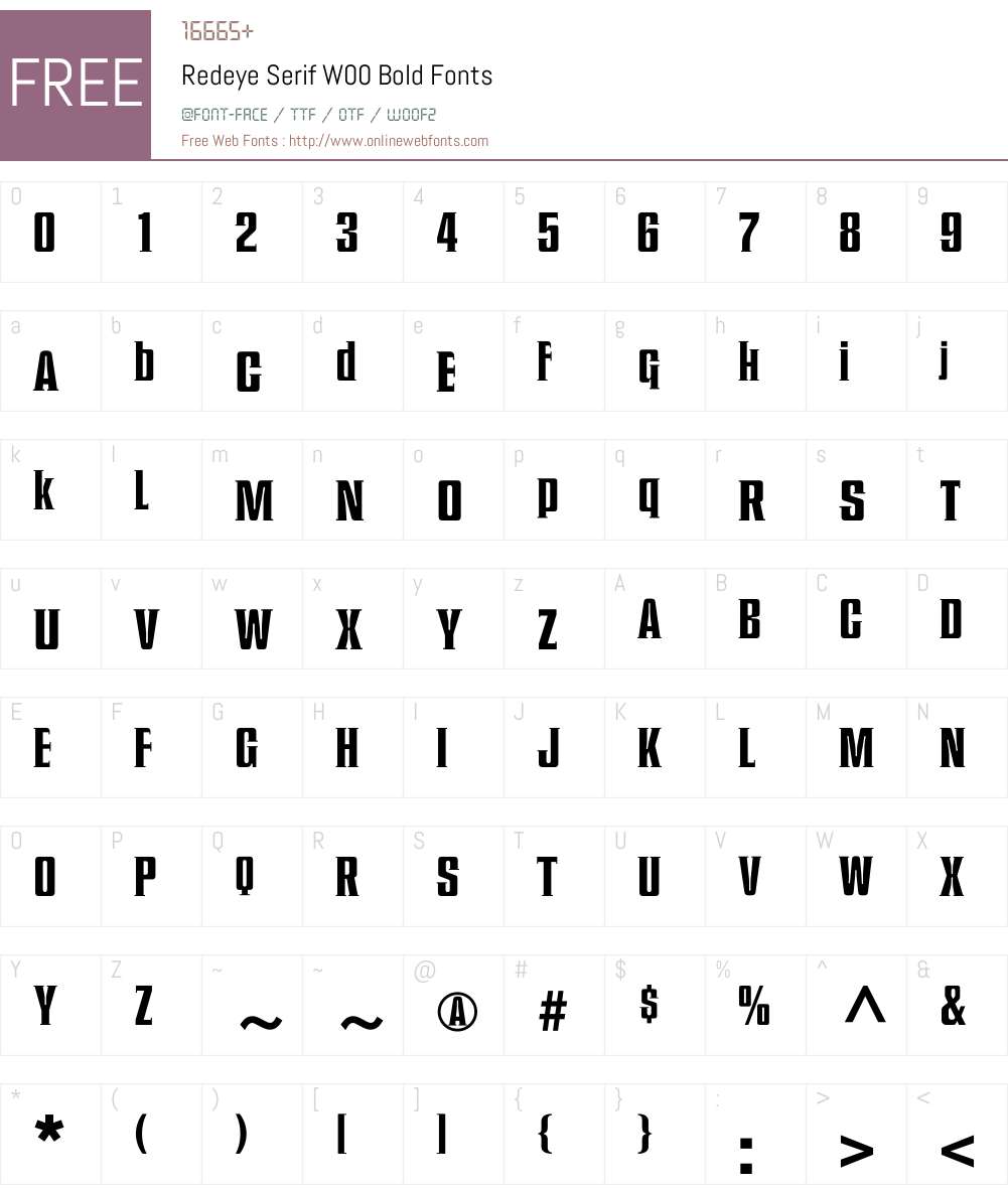 RedeyeSerifW00-Bold Font Screenshots