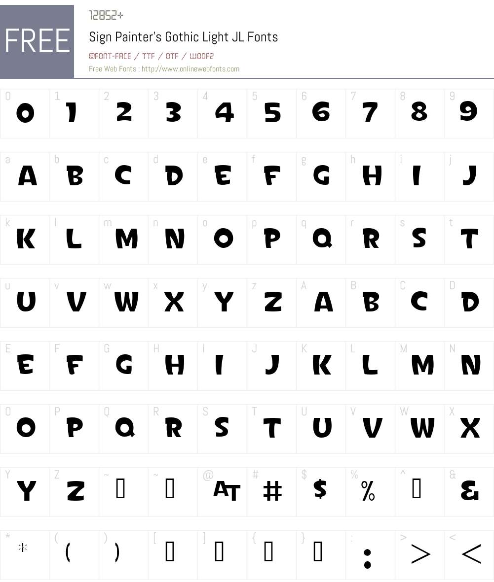 Sign Painter's Gothic Light JL Font Screenshots