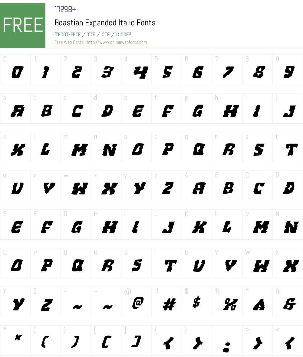 Beastian Expanded Italic Font Screenshots