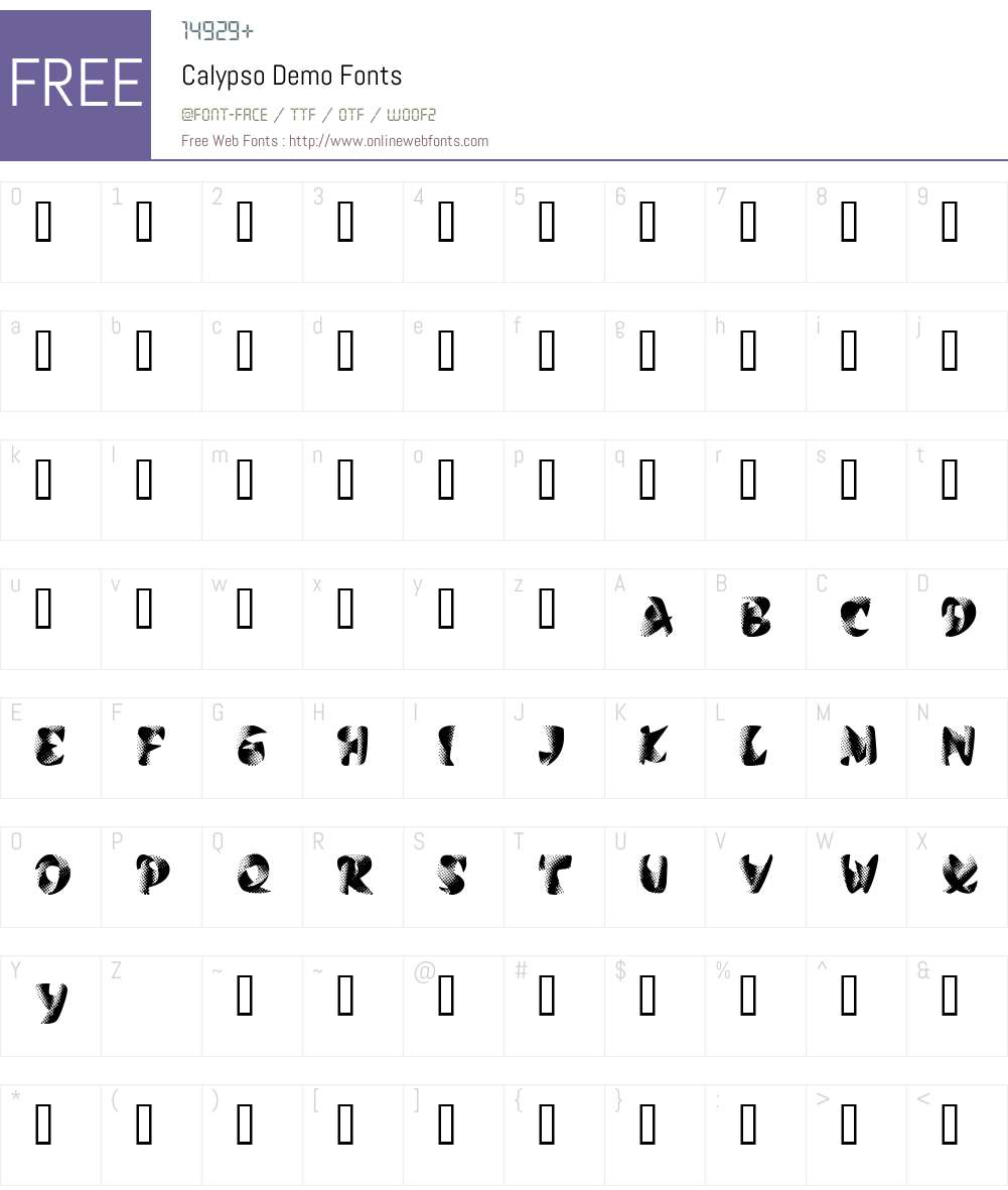 Calypso Demo Font Screenshots