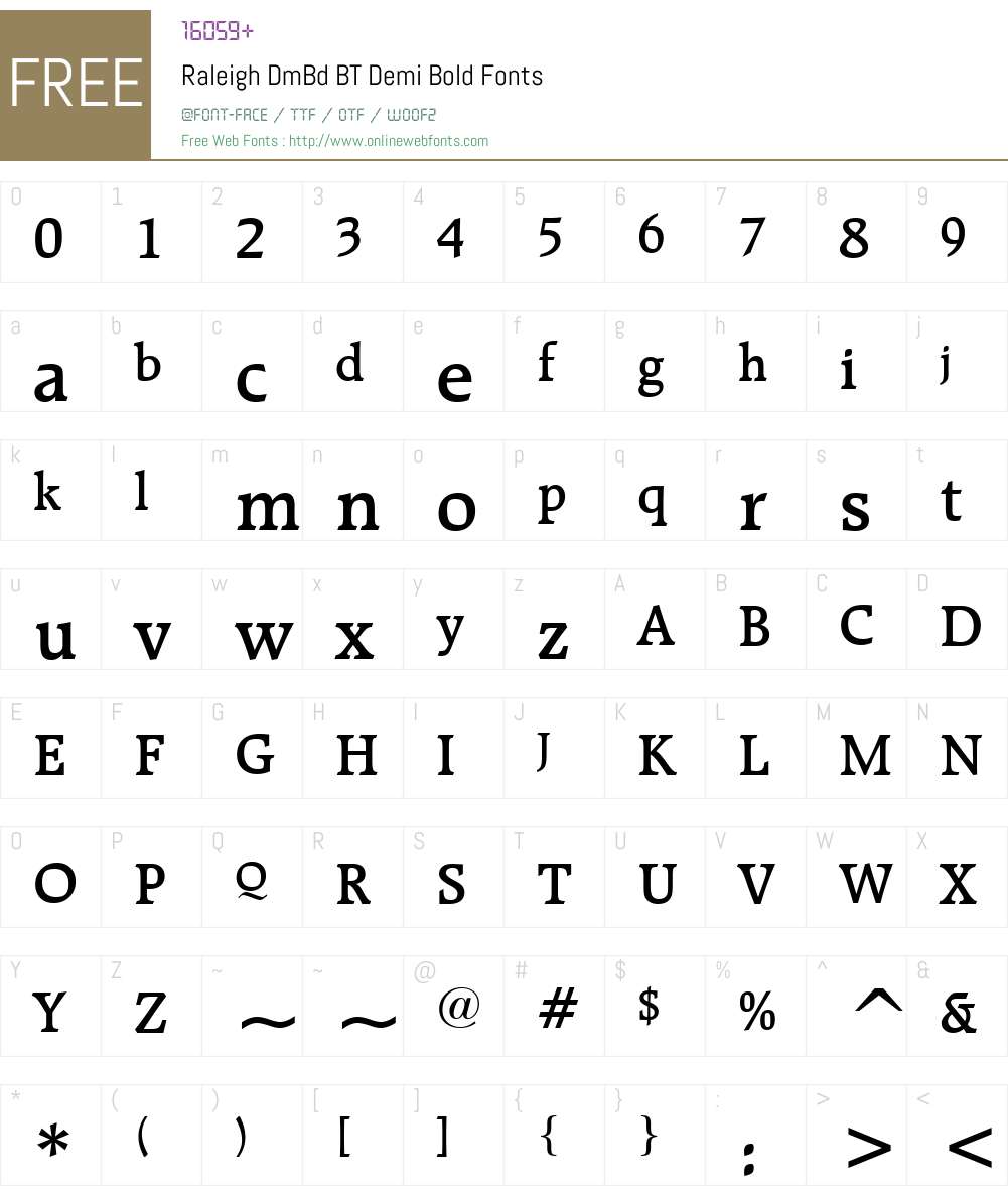 Raleigh DmBd BT Font Screenshots