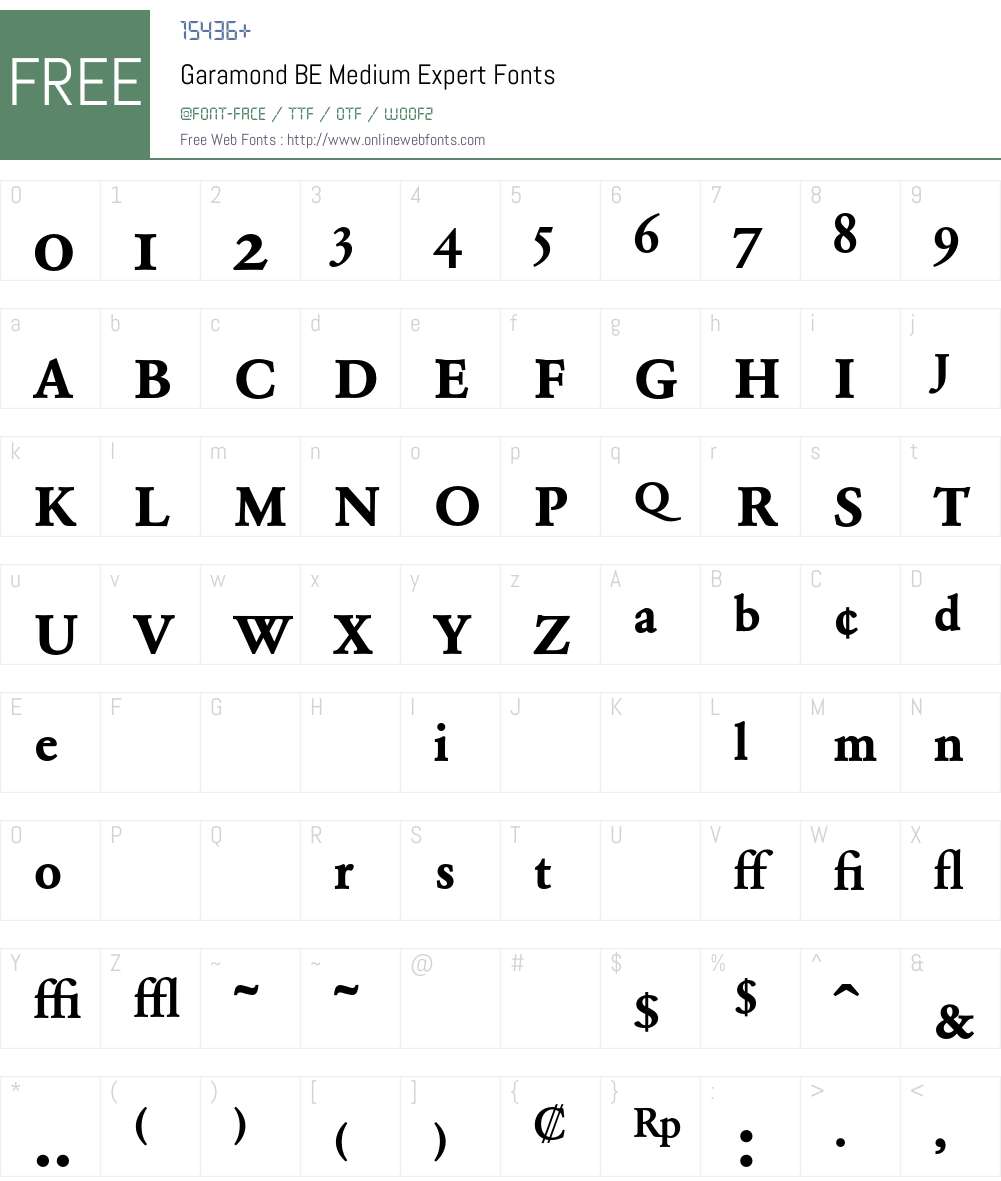 Garamond BE Font Screenshots