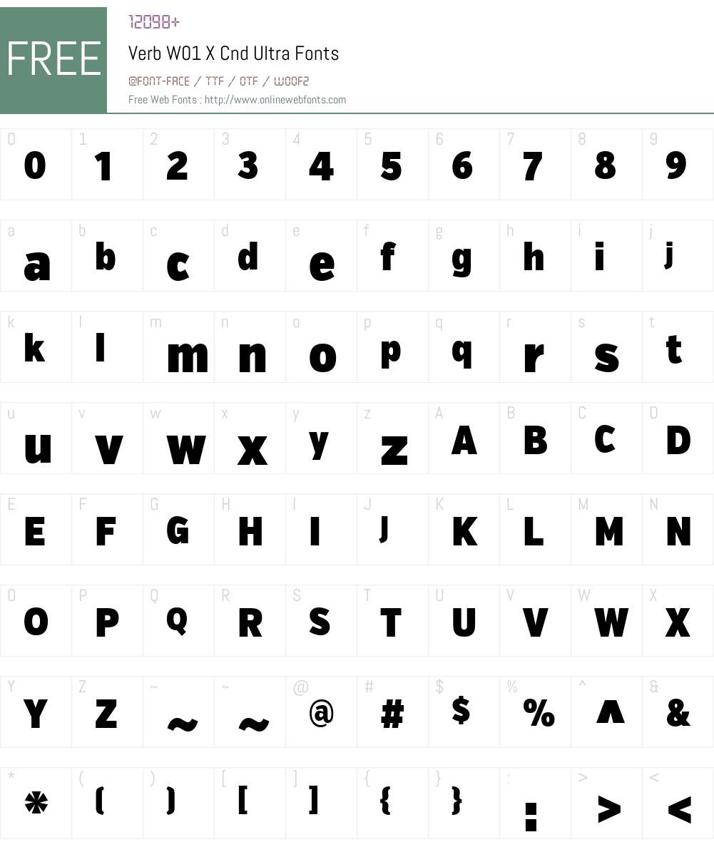 VerbW01-XCndUltra Font Screenshots