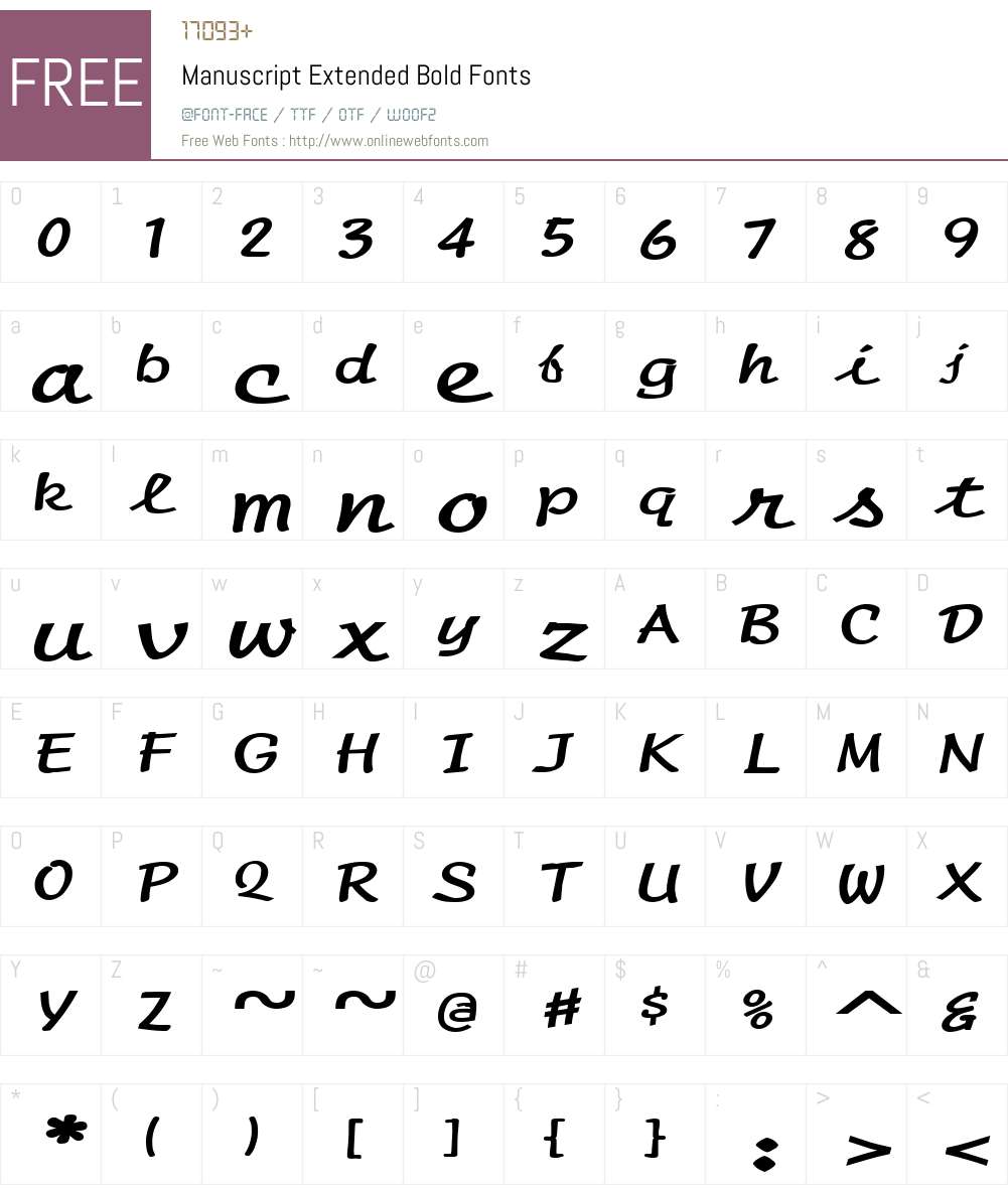Manuscript Extended Font Screenshots