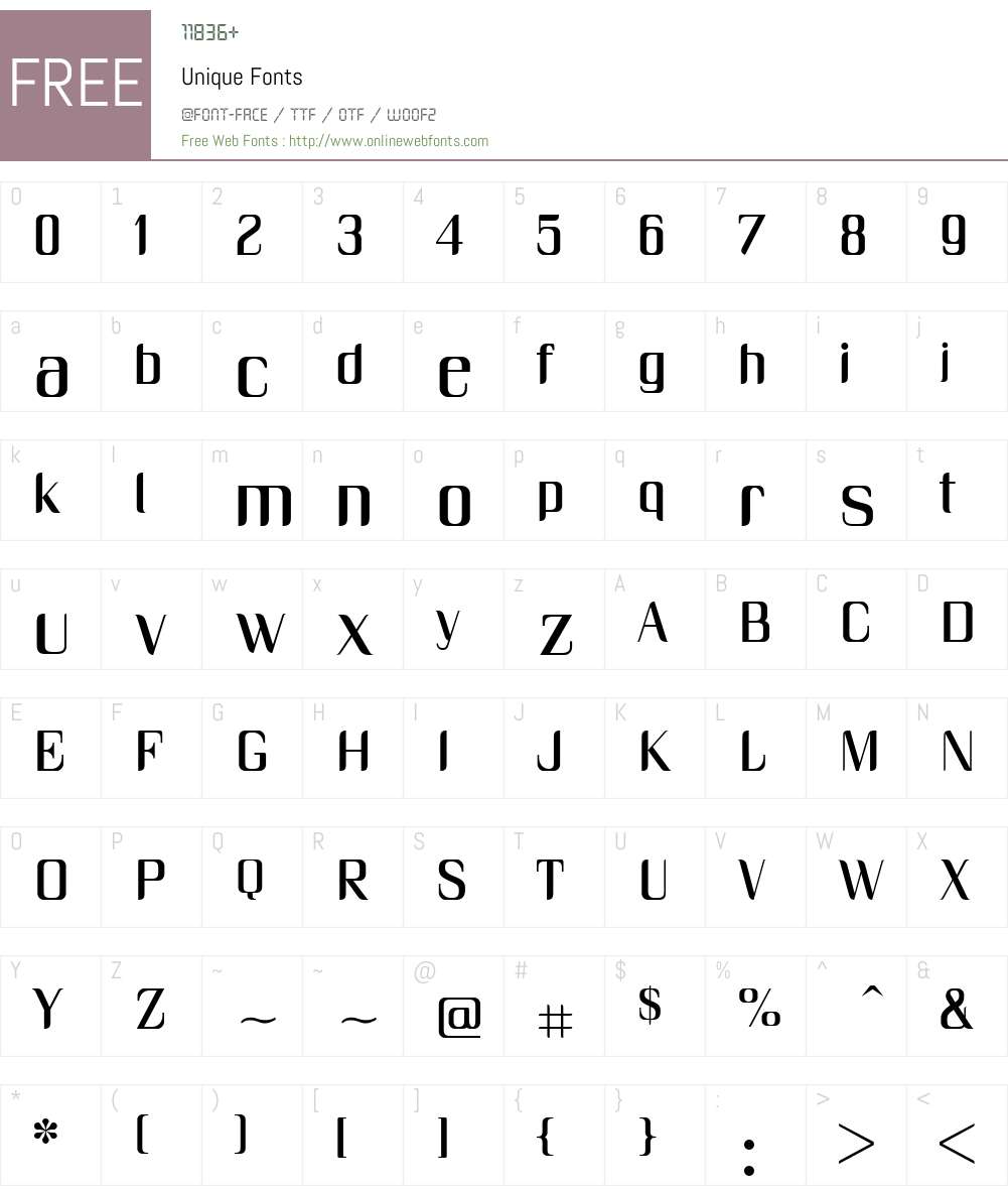 Unique Font Screenshots