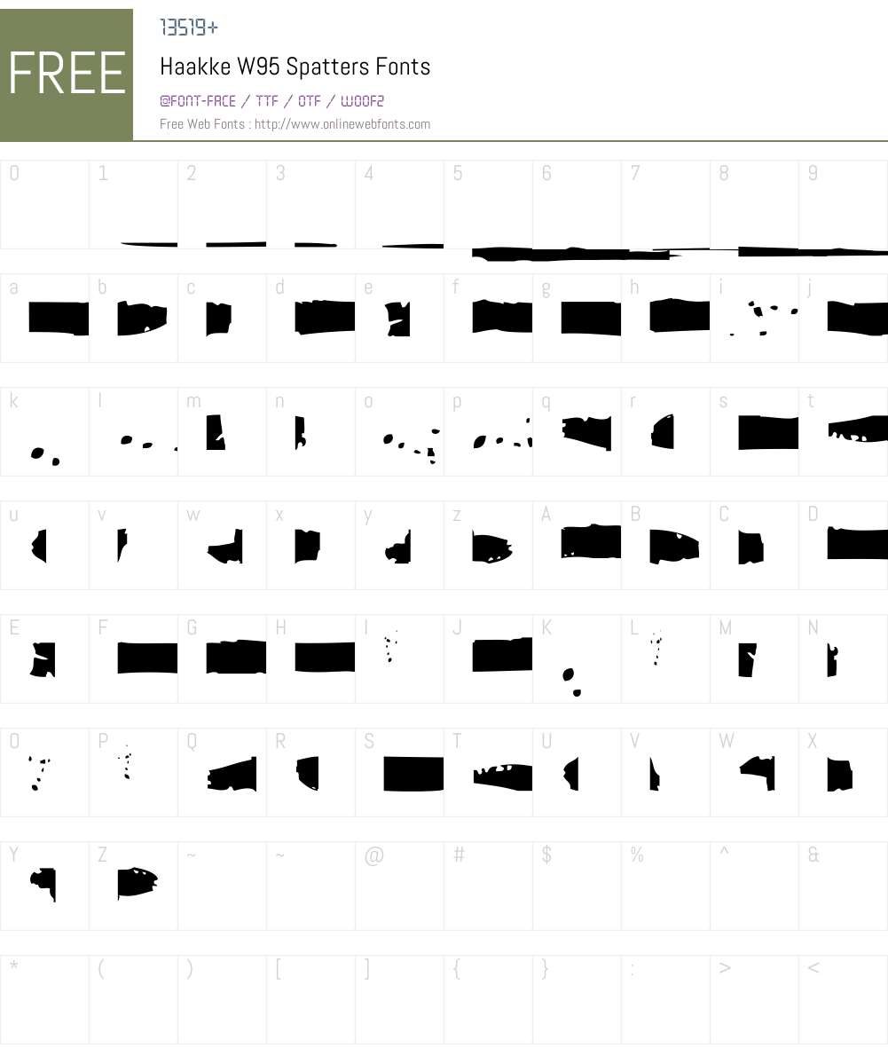 HaakkeW95-Spatters Font Screenshots