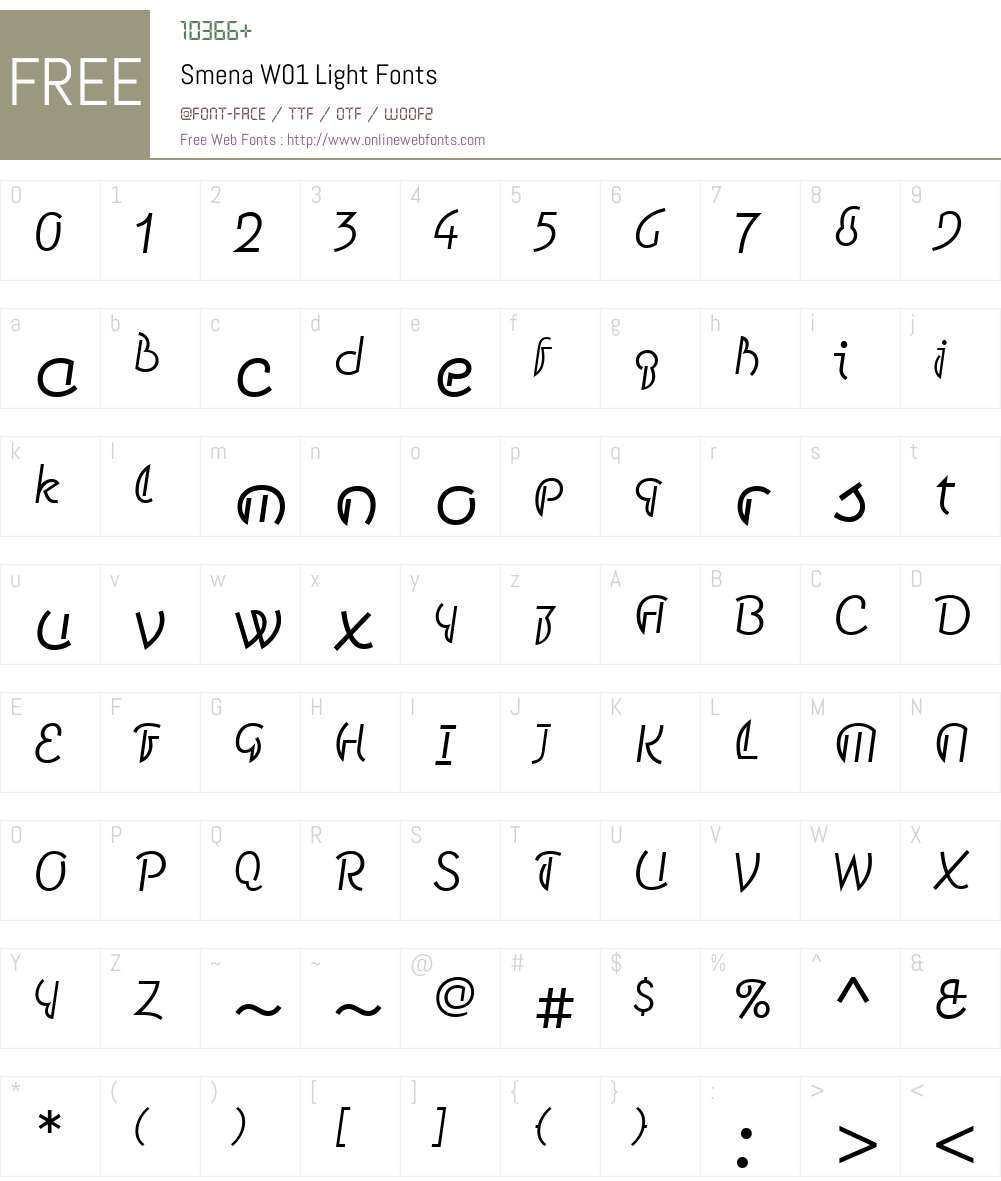 SmenaW01-Light Font Screenshots