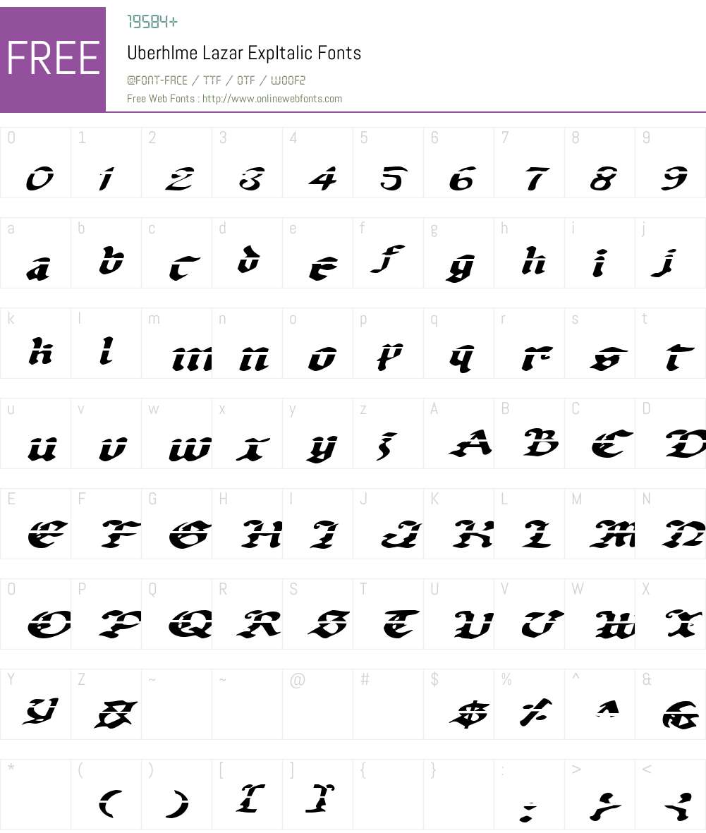 Uberhlme Lazar ExpItalic Font Screenshots
