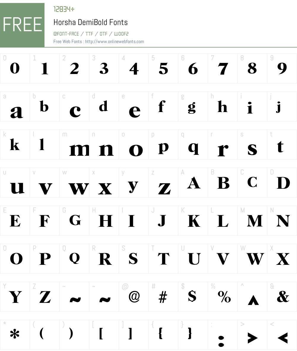 Horsha Font Screenshots