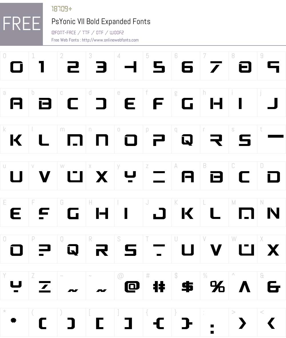 PsYonic VII Bold Expanded Font Screenshots