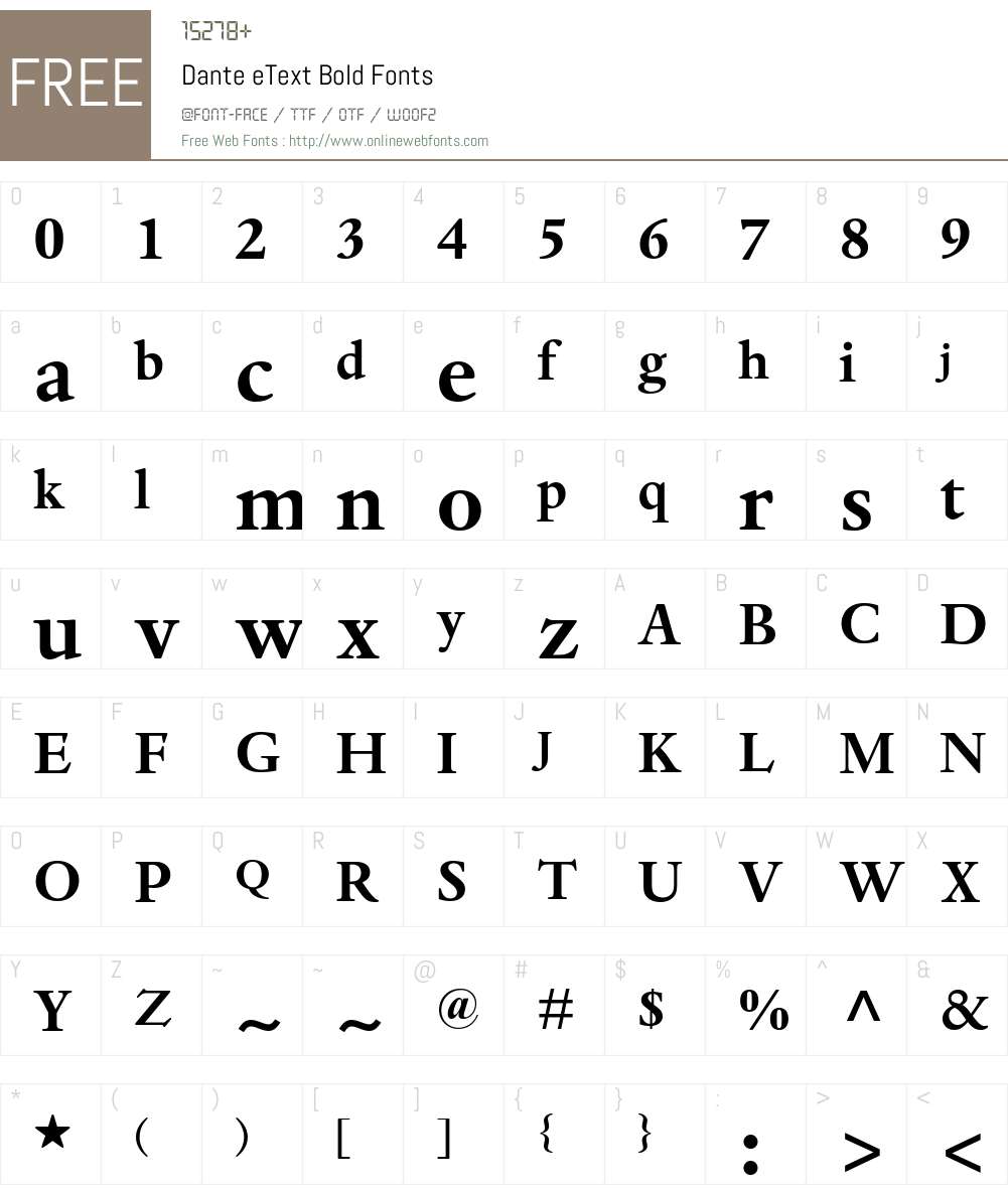 DanteeText-Bold Font Screenshots