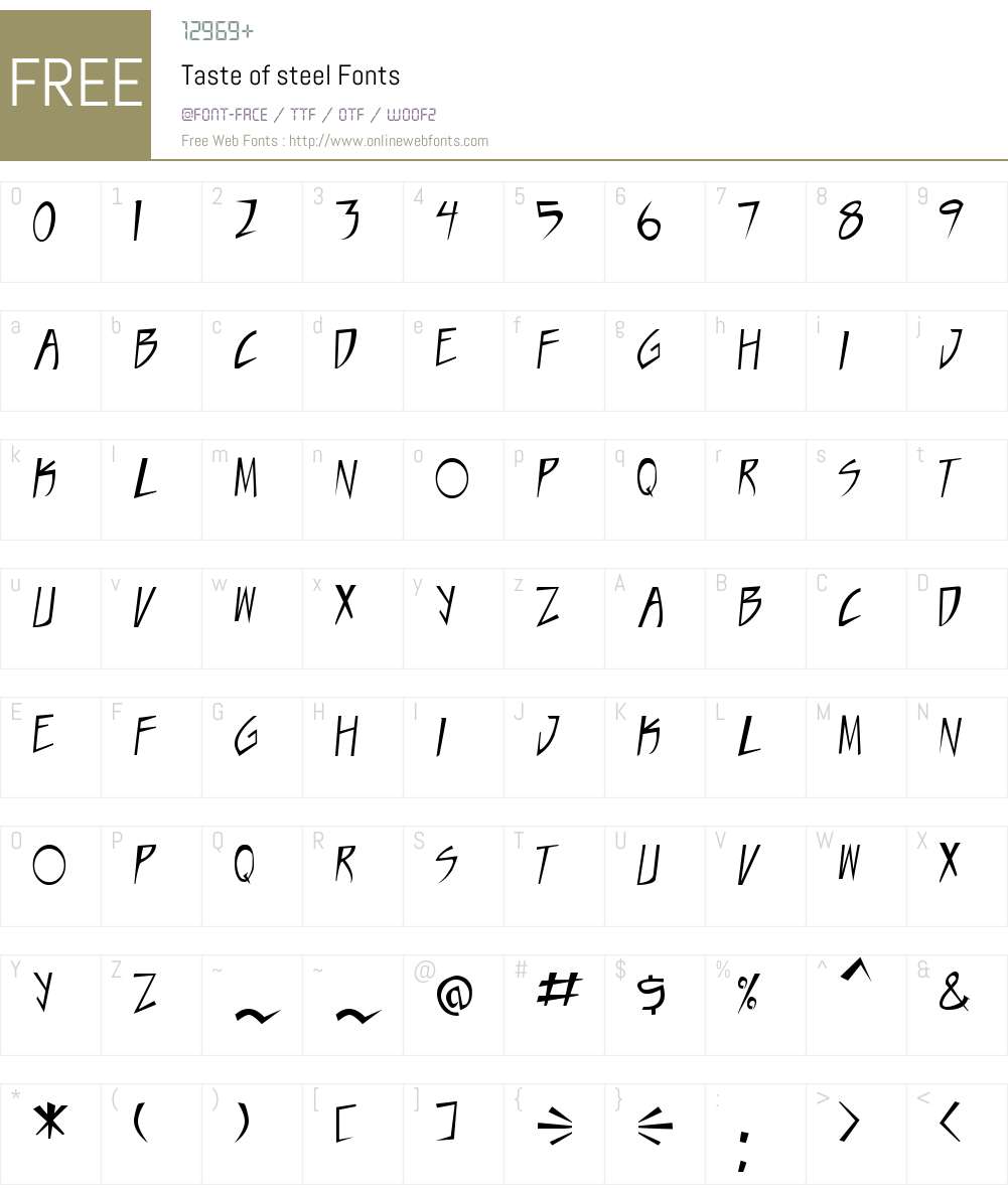 Taste of steel Font Screenshots
