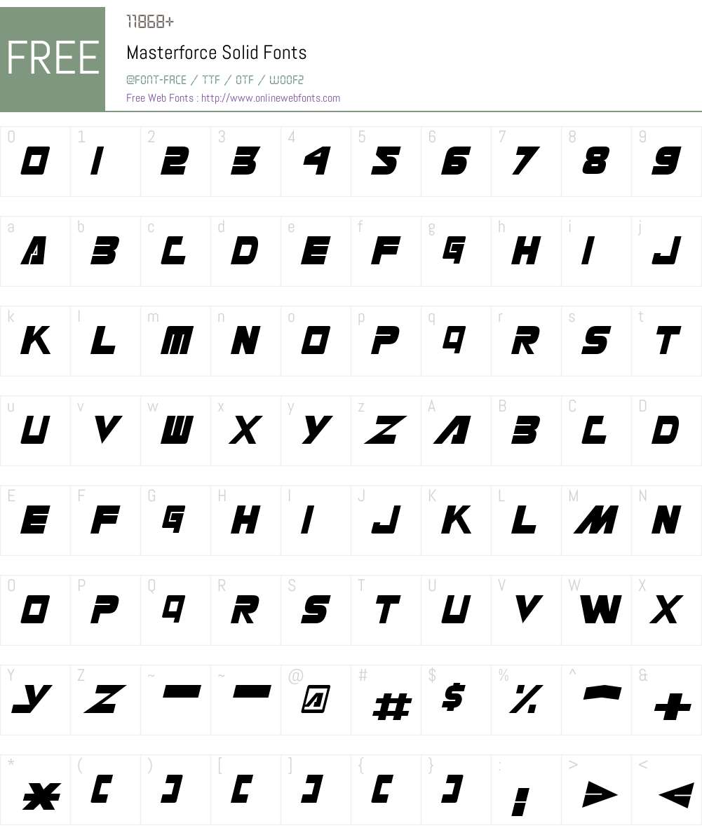 Masterforce Solid Font Screenshots