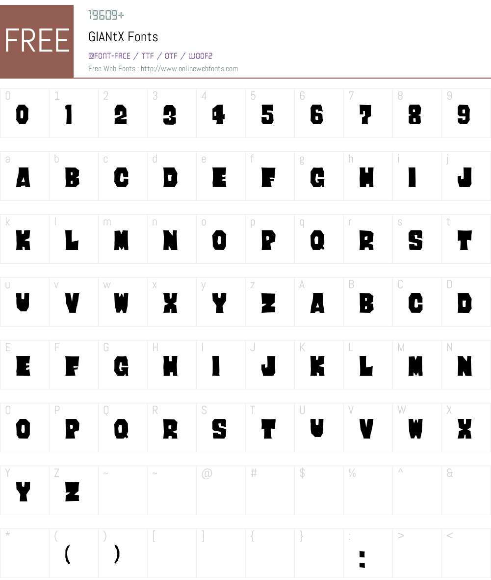 GIANtX Font Screenshots