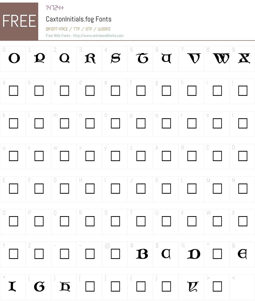 CaxtonInitials.fog Font Screenshots