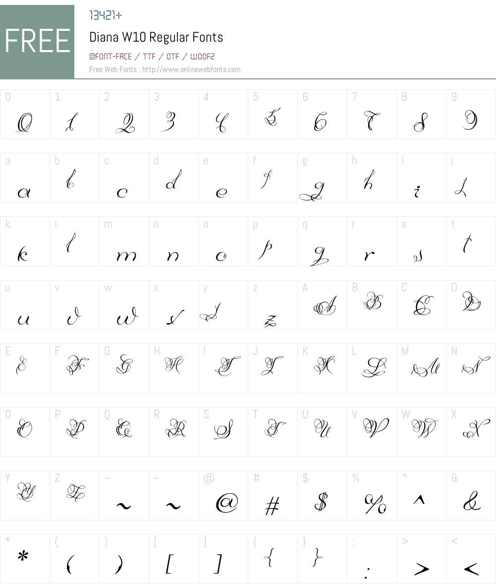 DianaW10-Regular Font Screenshots