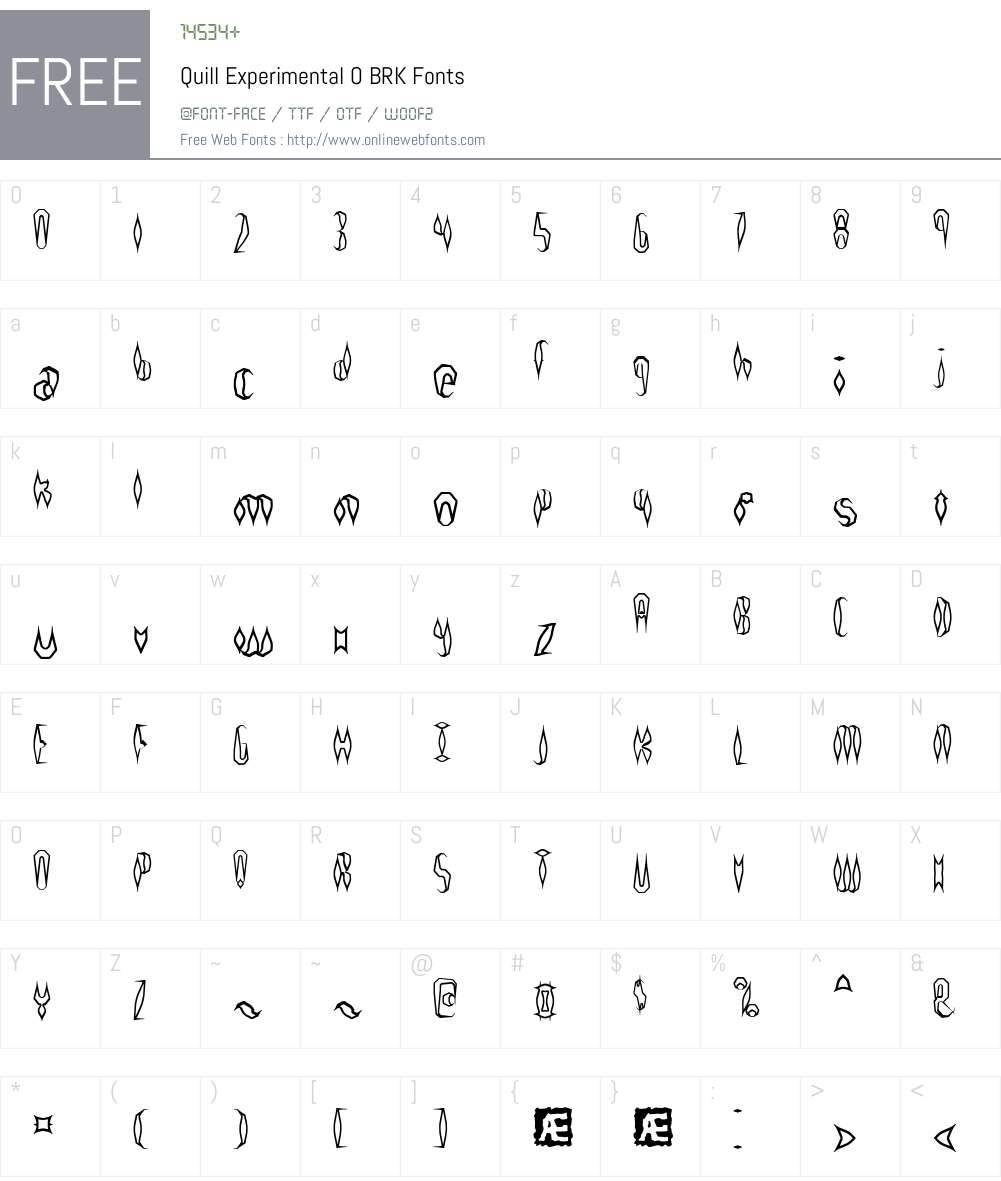Quill Experimental O BRK Font Screenshots