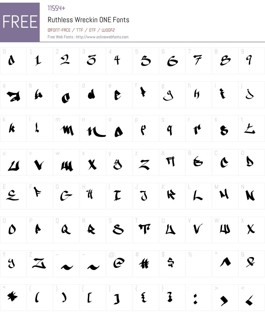 Ruthless Wreckin ONE Font Screenshots