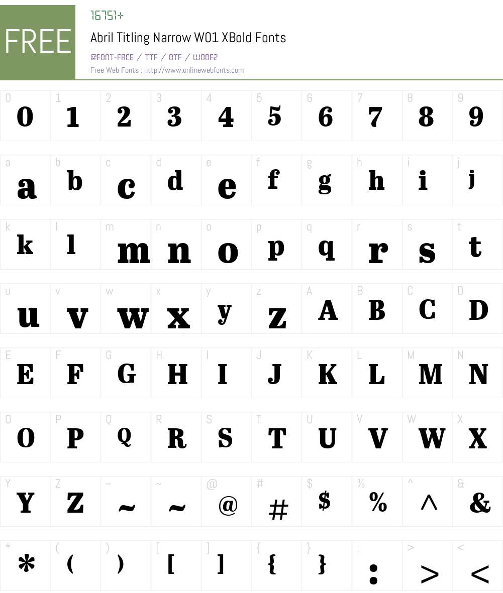 AbrilTitlingNarrowW01-XBd Font Screenshots
