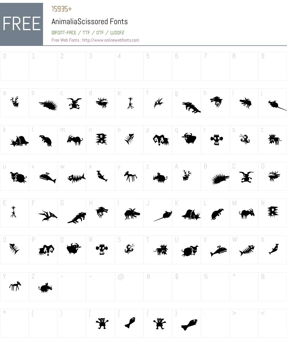 AnimaliaScissored Font Screenshots