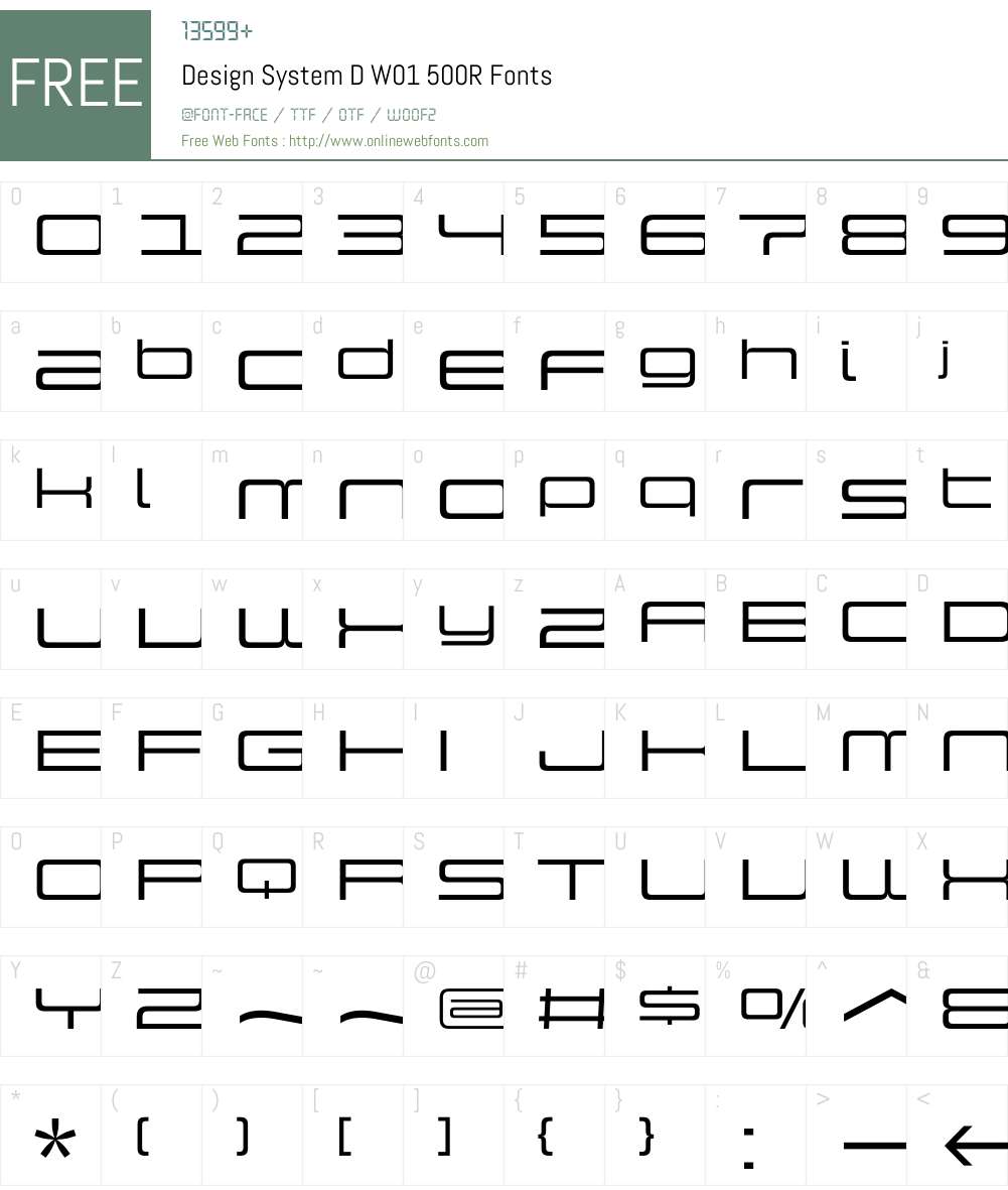 DesignSystemDW01-500R Font Screenshots