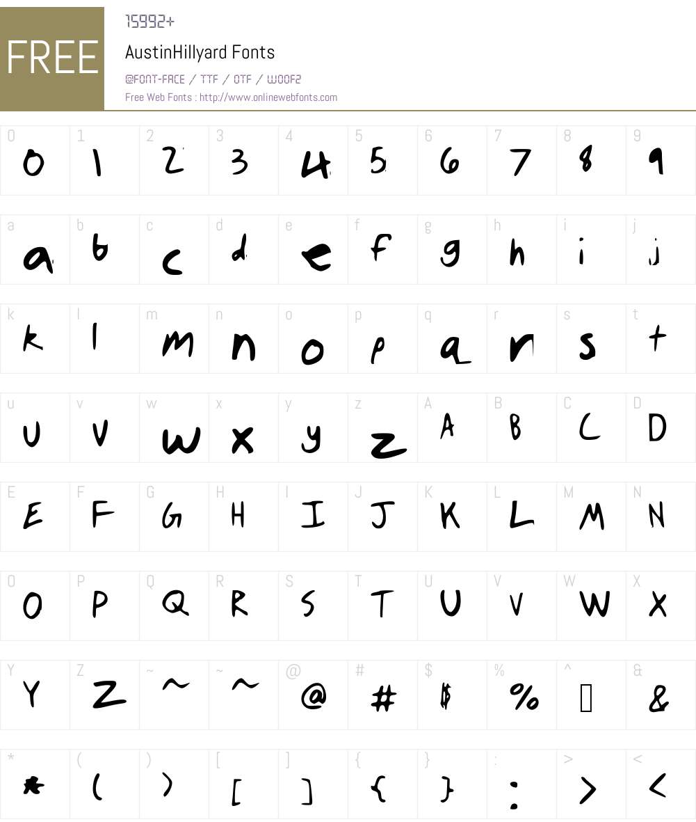 AustinHillyard Font Screenshots