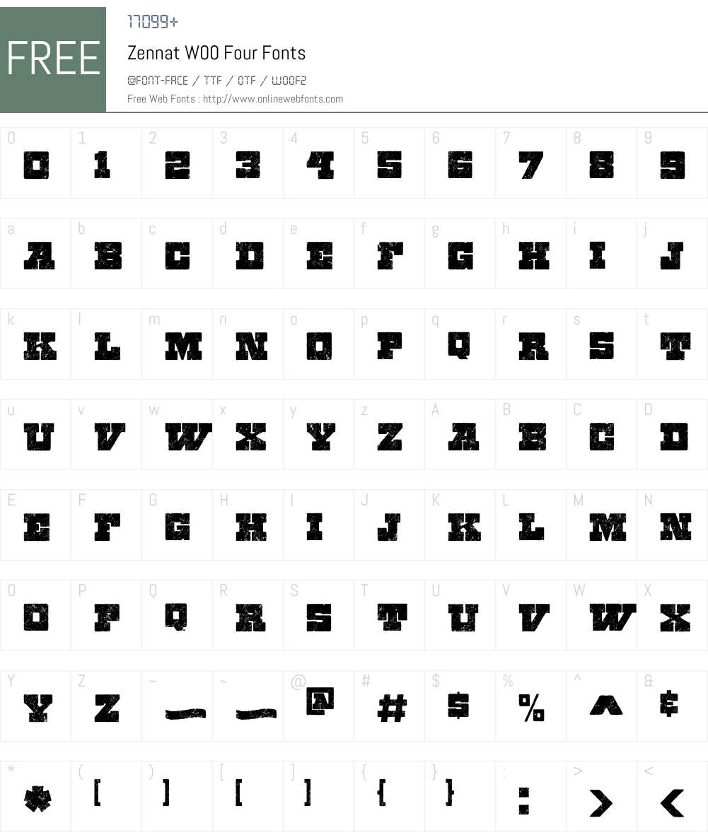 ZennatW00-Four Font Screenshots