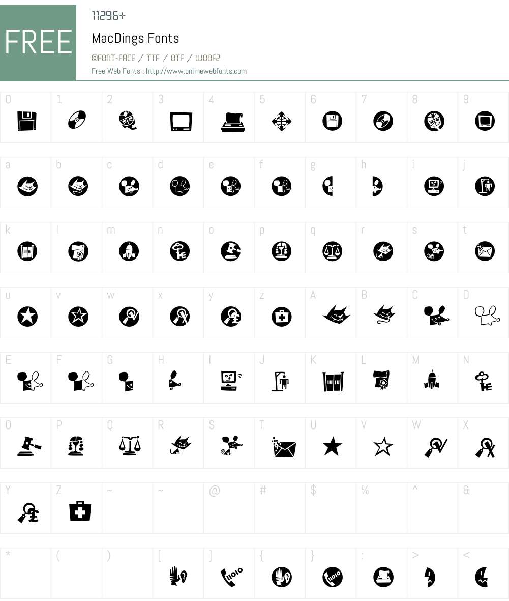 MacDings Font Screenshots