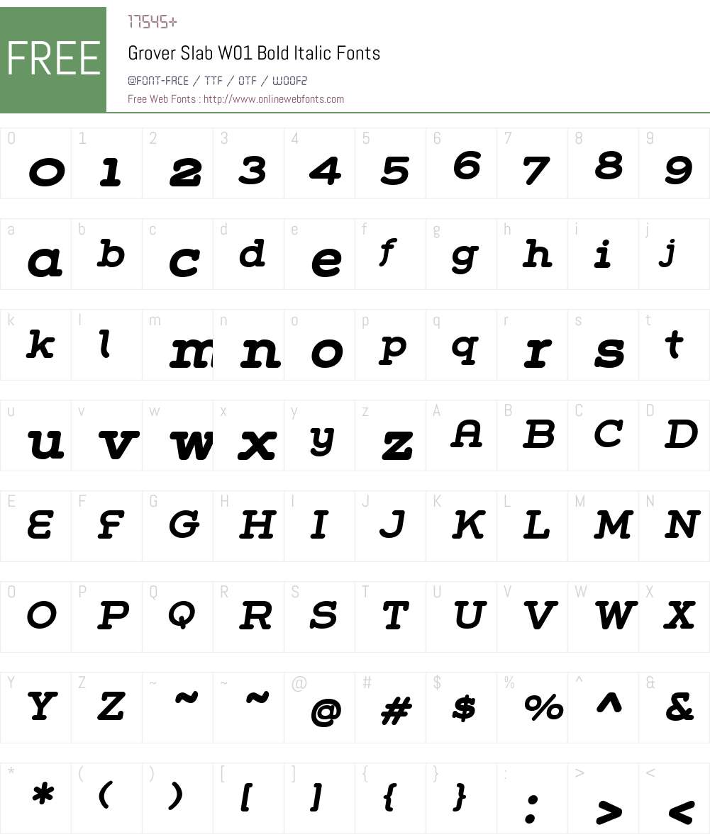 GroverSlabW01-BoldItalic Font Screenshots