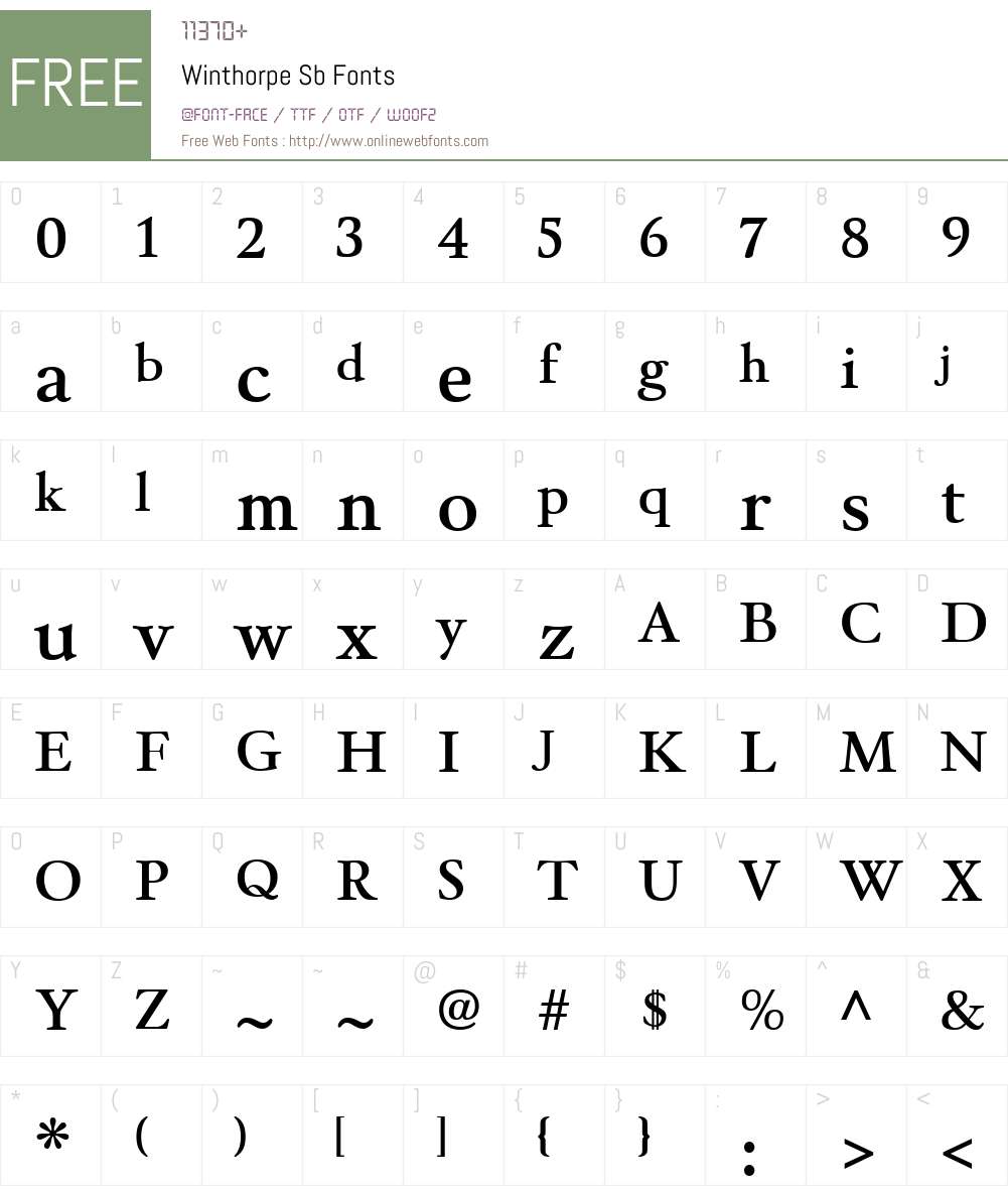 Winthorpe Font Screenshots