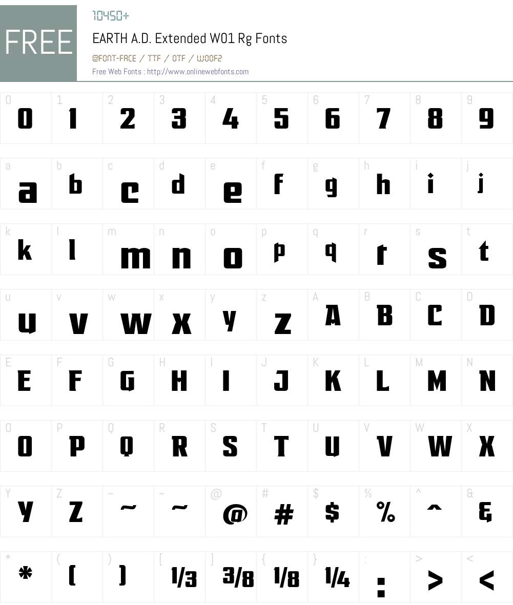 EARTHA.D.ExtendedW01-Rg Font Screenshots