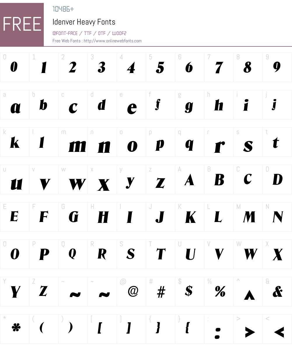Idenver Font Screenshots