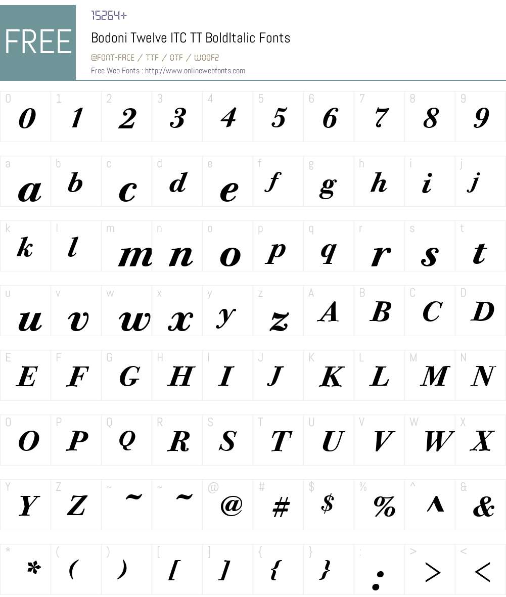Bodoni Twelve ITC TT Font Screenshots