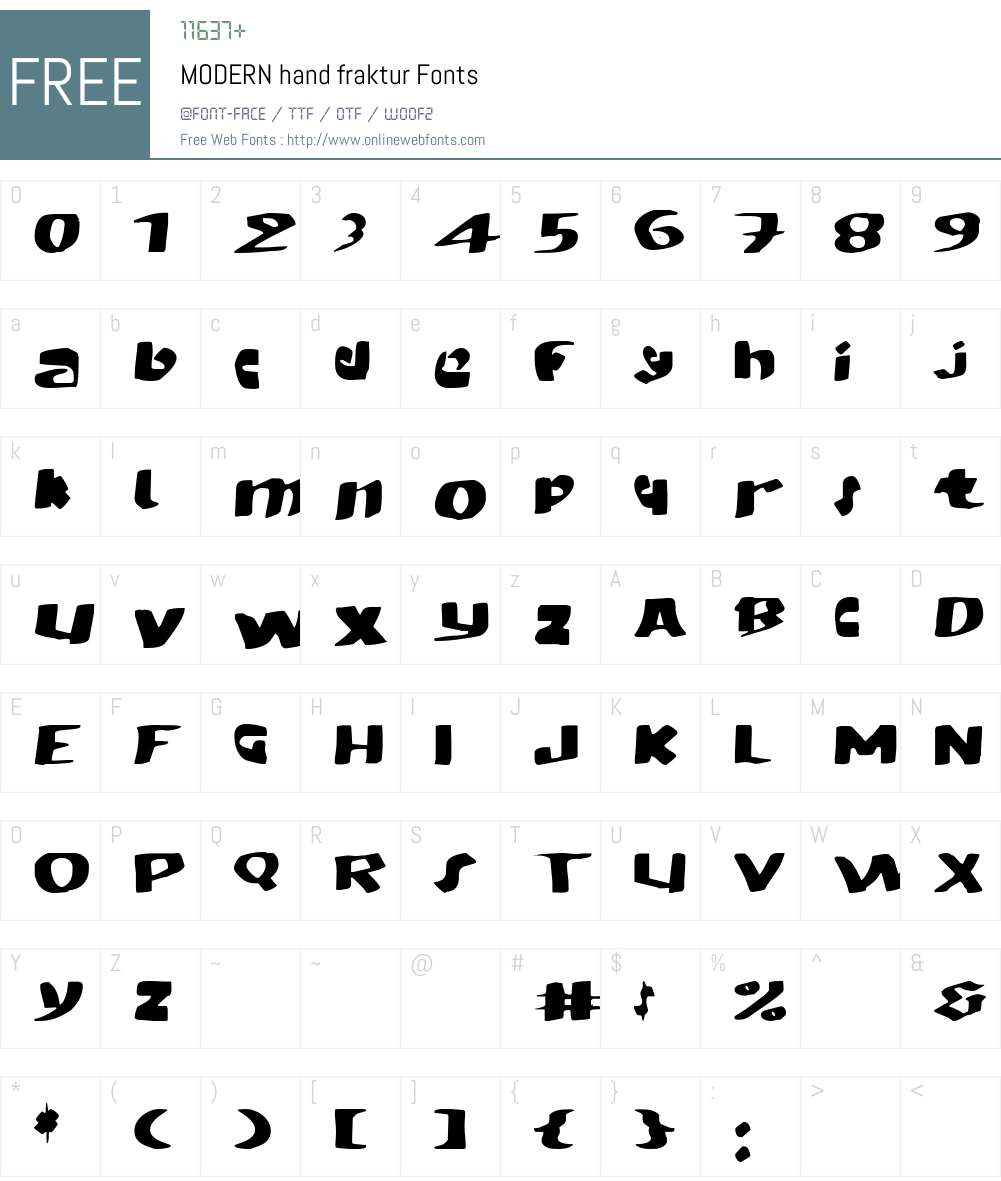 MODERN hand fraktur Font Screenshots