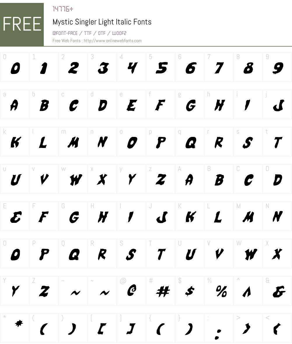 Mystic Singler Light Italic Font Screenshots