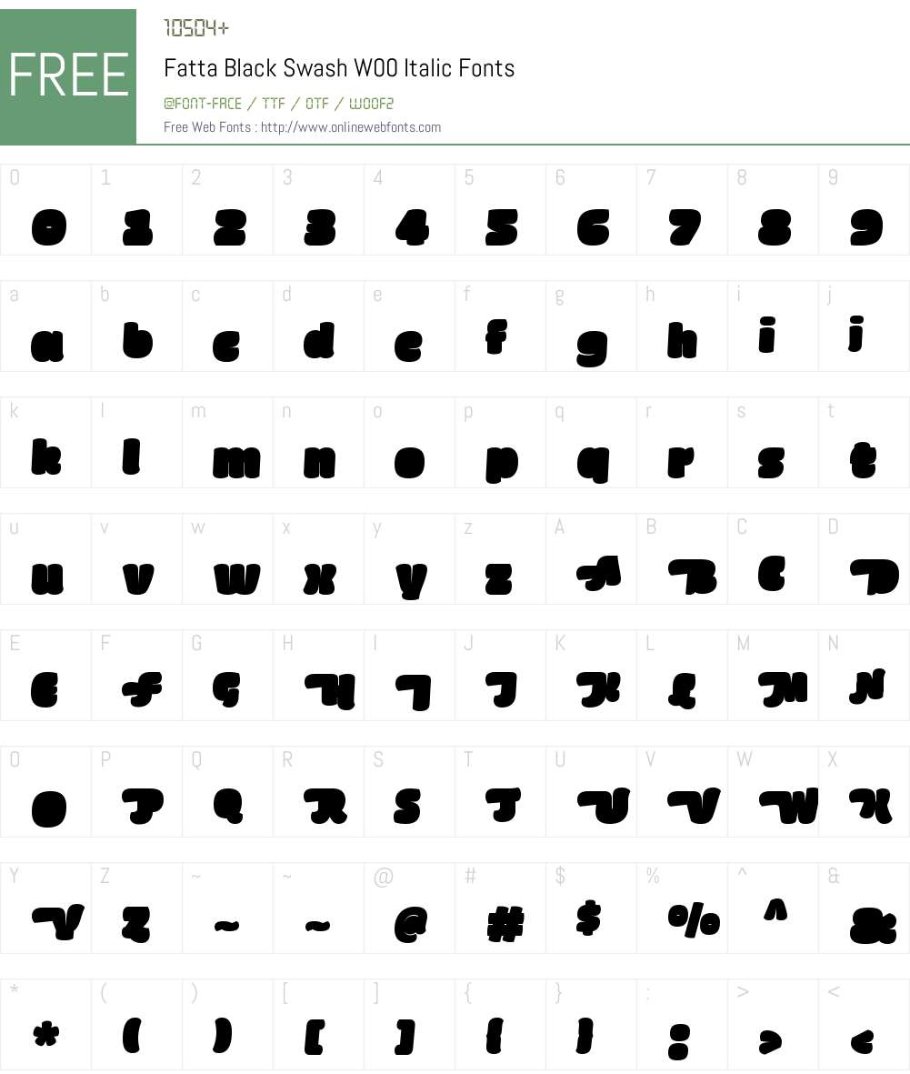 FattaBlackSwashW00-Italic Font Screenshots