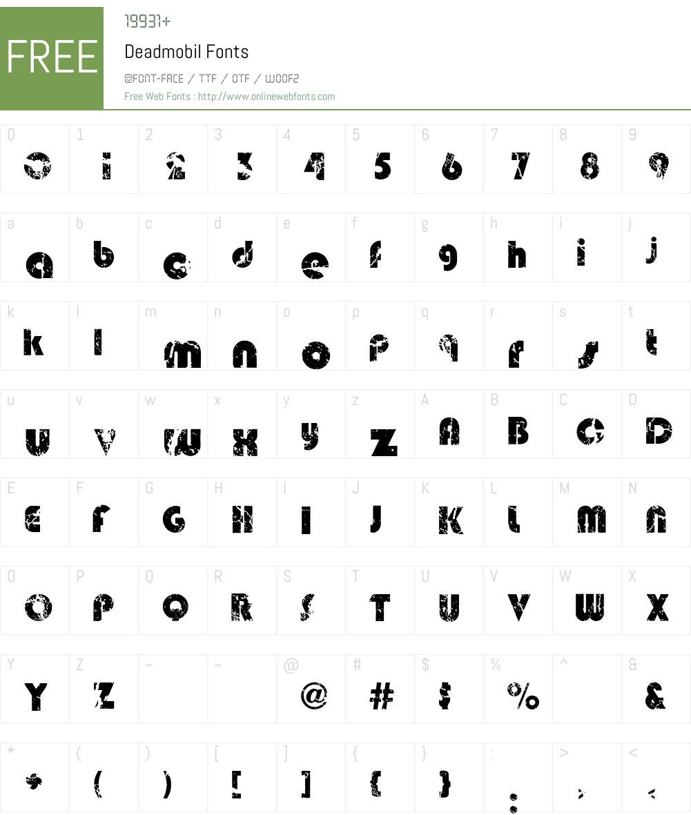 Deadmobil Font Screenshots