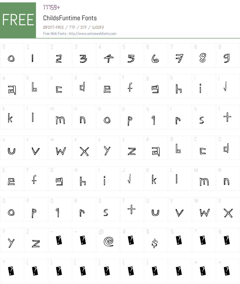 ChildsFuntime Font Screenshots