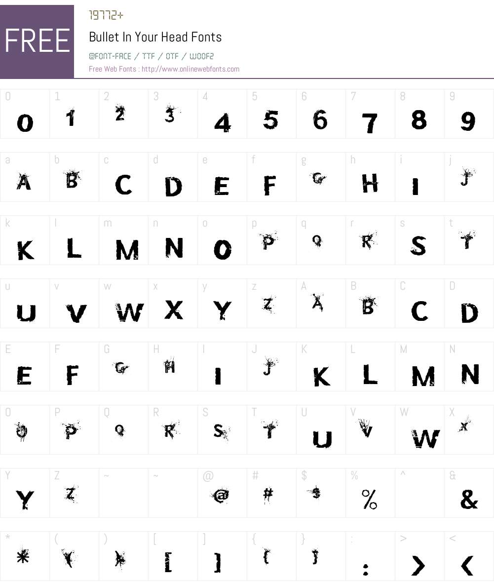 Bullet In Your Head Font Screenshots