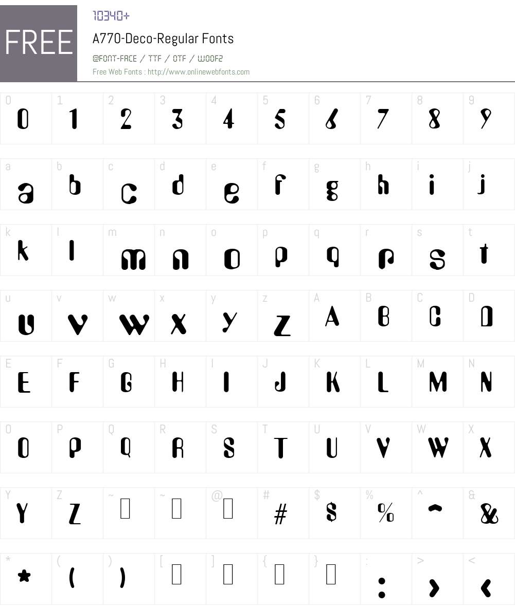 A770-Deco Font Screenshots