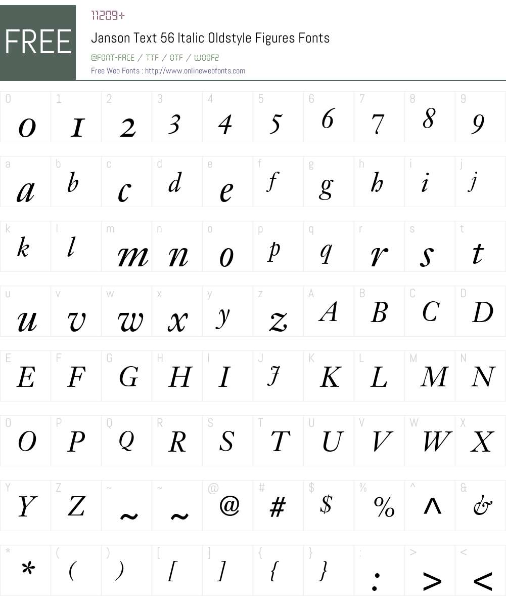 Janson Text Font Screenshots