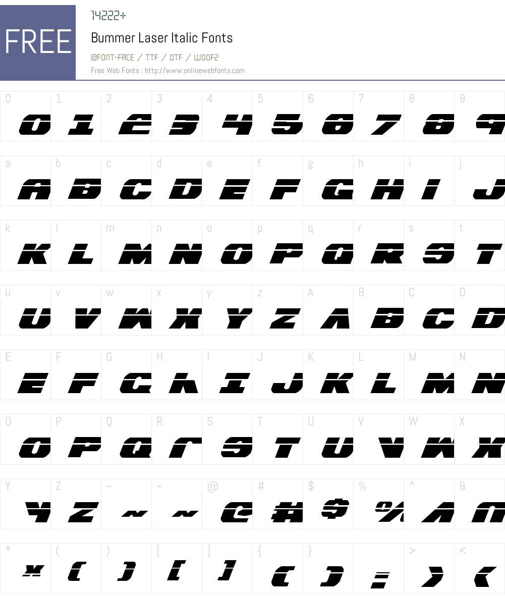Bummer Laser Italic Font Screenshots