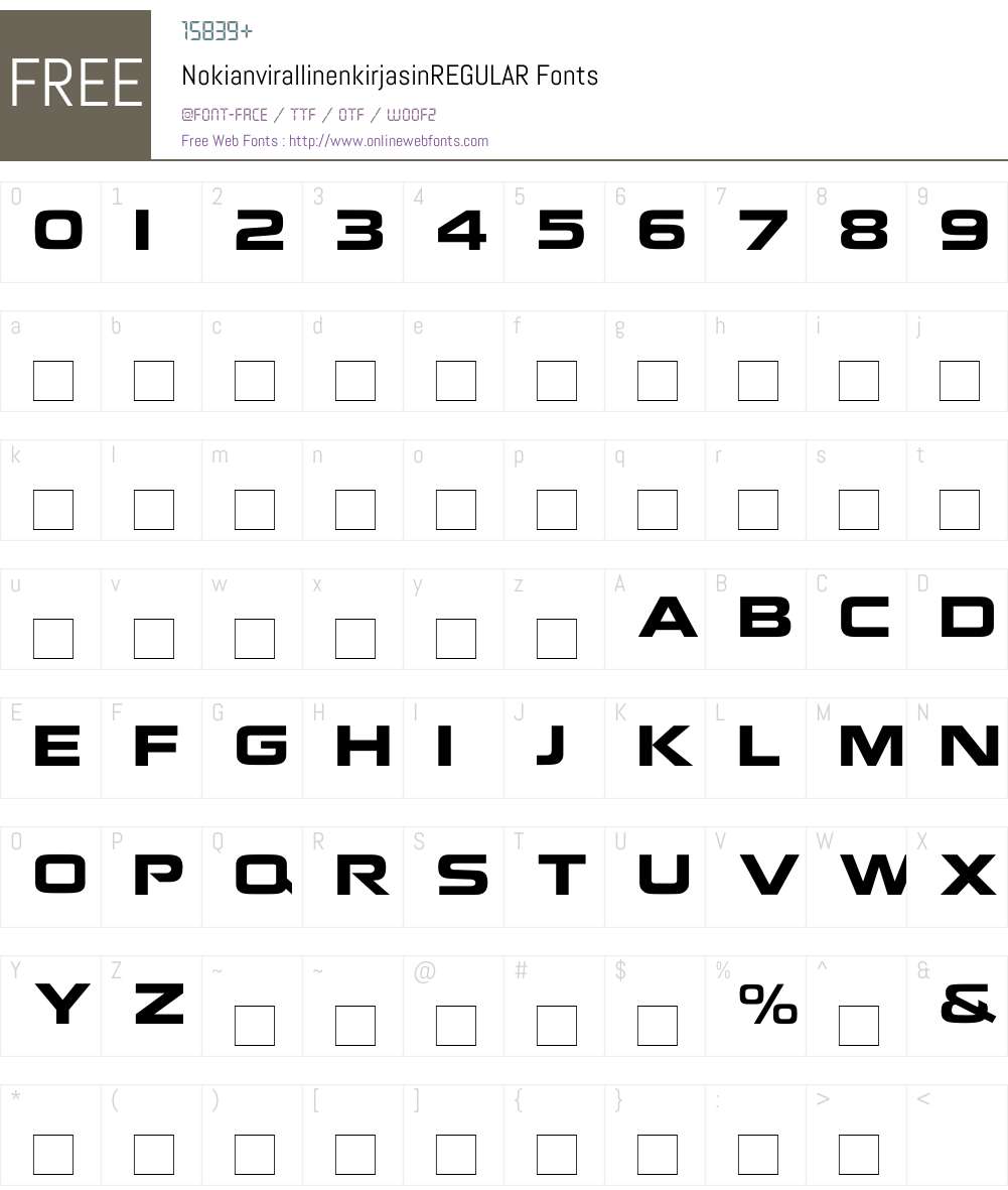 NokianvirallinenkirjasinREGULAR Font Screenshots