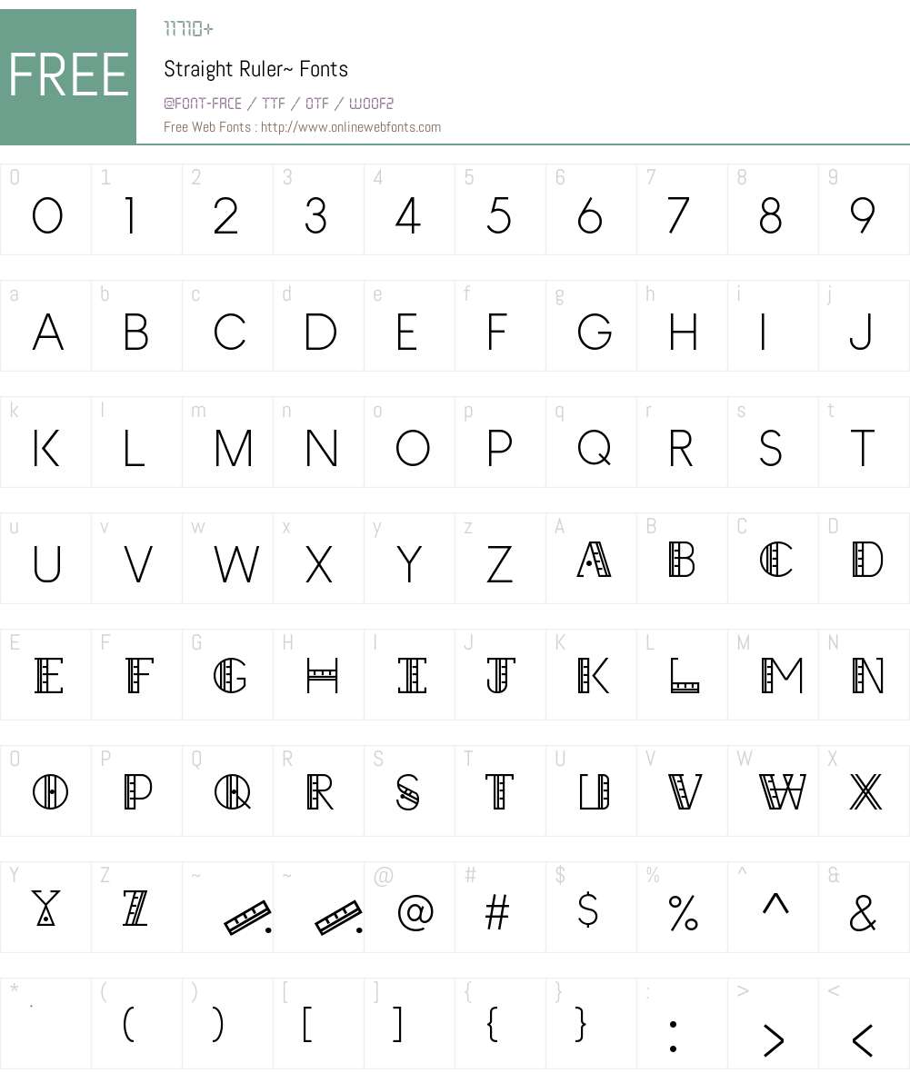 Straight Ruler Font Straight Ruler~ 1.00 August 30, 2022, initial release Fonts Free ...