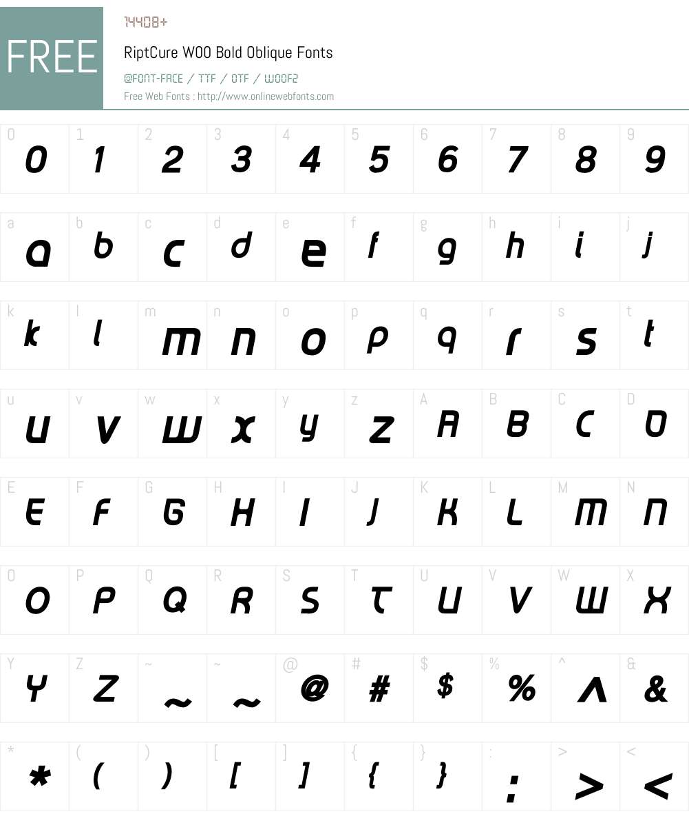 RiptCure Bold Oblique Font Screenshots