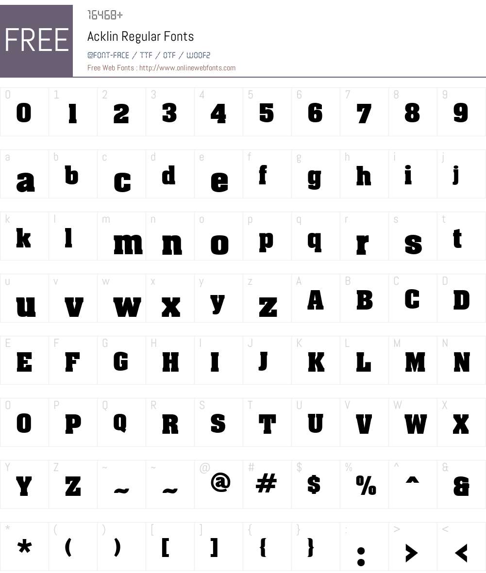 Acklin Font Screenshots