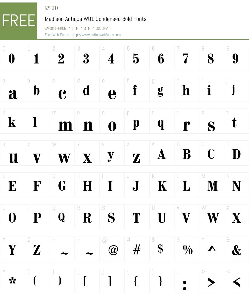 MadisonAntiquaW01-CondensedBold Font Screenshots