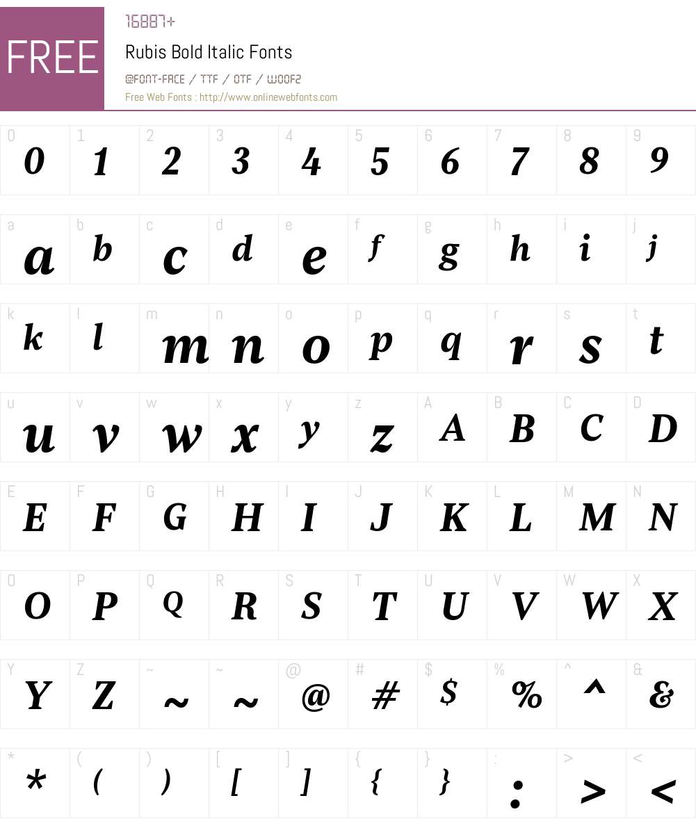 Rubis-BoldItalic Font Screenshots