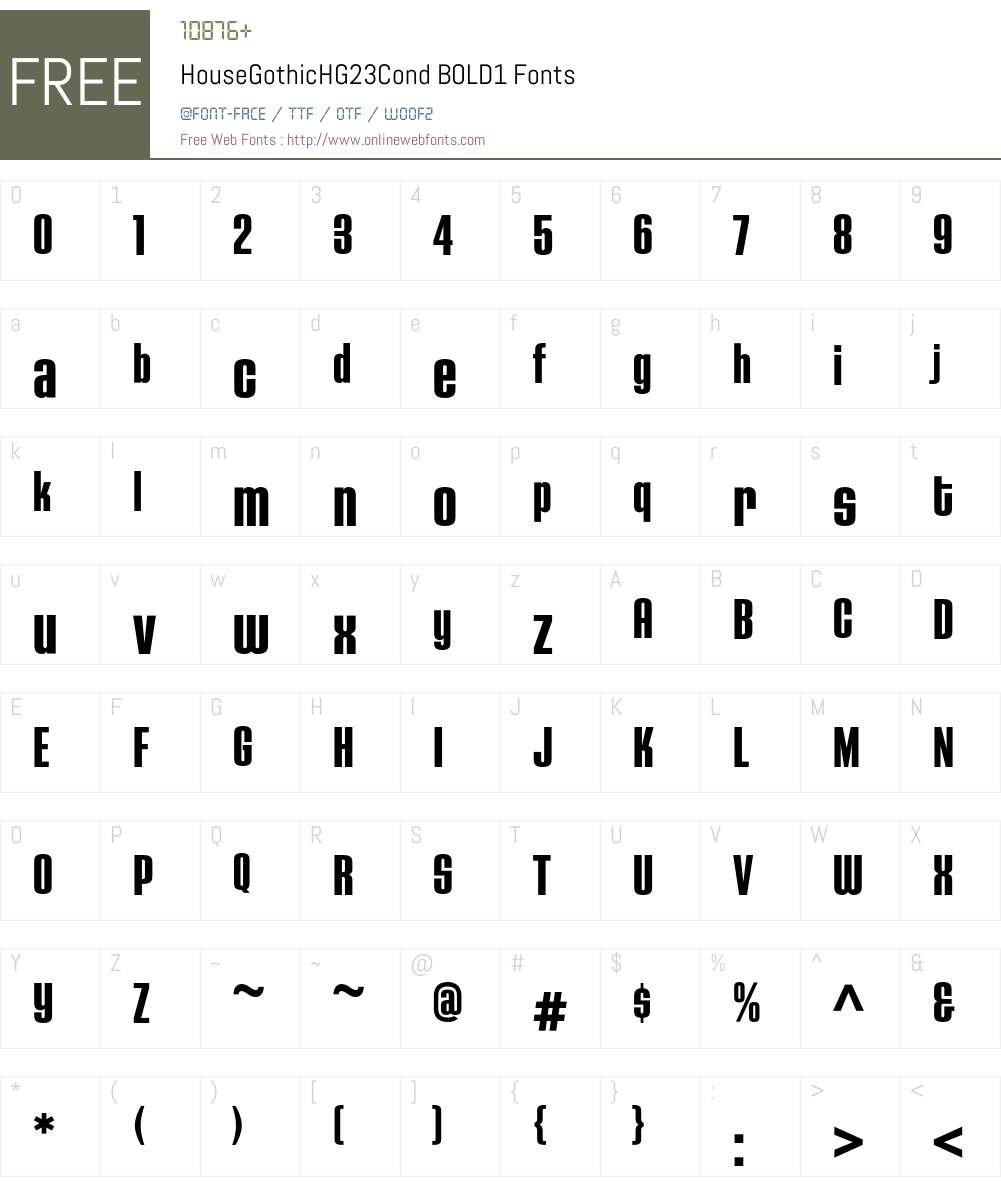 HouseGothicHG23Cond Font Screenshots