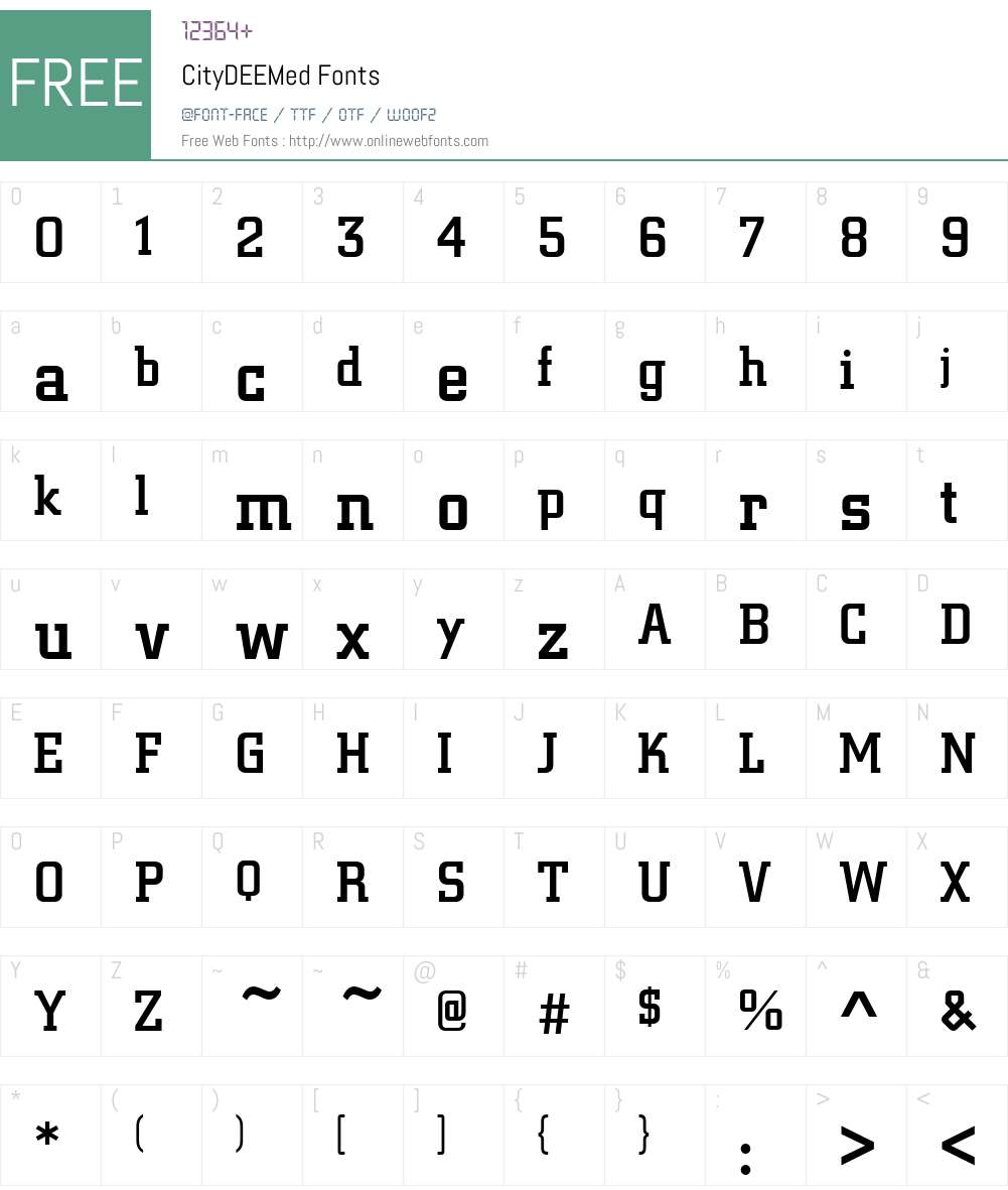 CityDEEMed Font Screenshots
